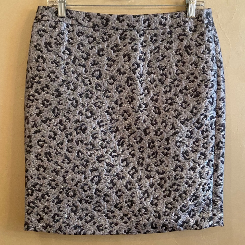Loft Silver Leopard Skirt HOLIDAY NEW YEARS CHRISTMAS